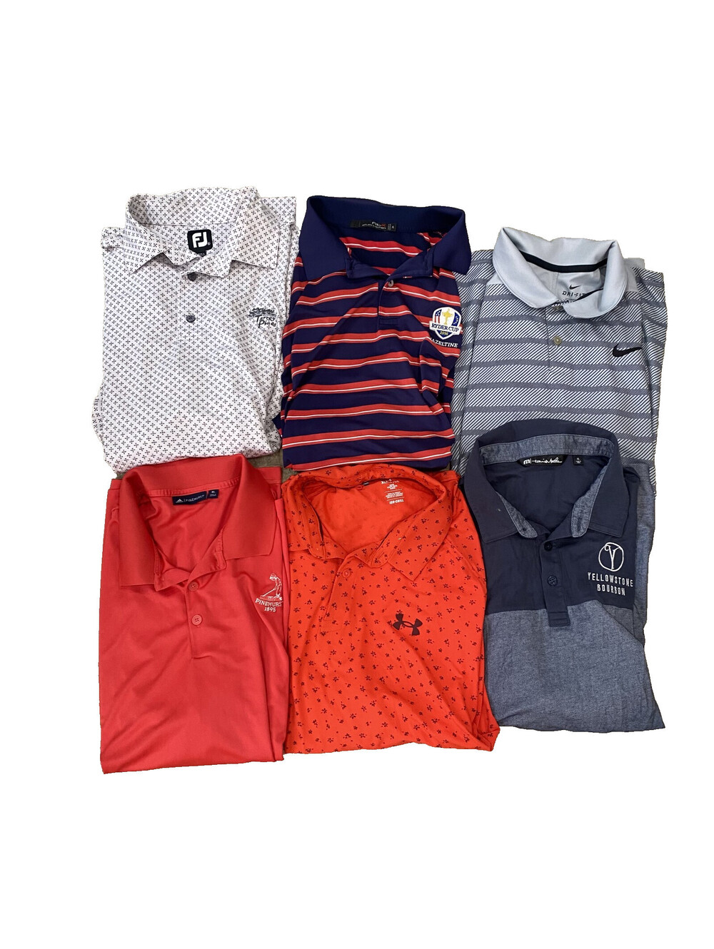 LOT (6) Size XL Under Armour ISO Chill Travis FootJoy Nike Adidas RLX Golf Polos